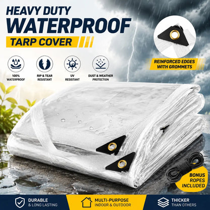 🌧️ RainShield Pro Transparent Waterproof Tarp – Heavy-Duty Outdoor Cover with Secure Grommets