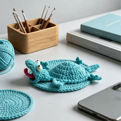 Whimsical 3D Crochet Lizard Coaster