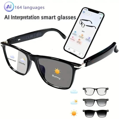 🔥 AI Interpretation Smart Glasses🕶️164-Language Translation, Photochromic Lenses,  Hands-Free Audio