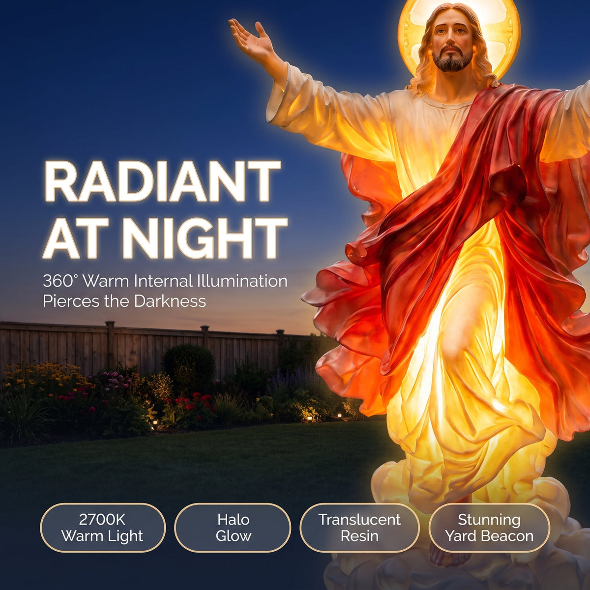 🔥Solar-Powered Illuminated Jesus Garden Statue