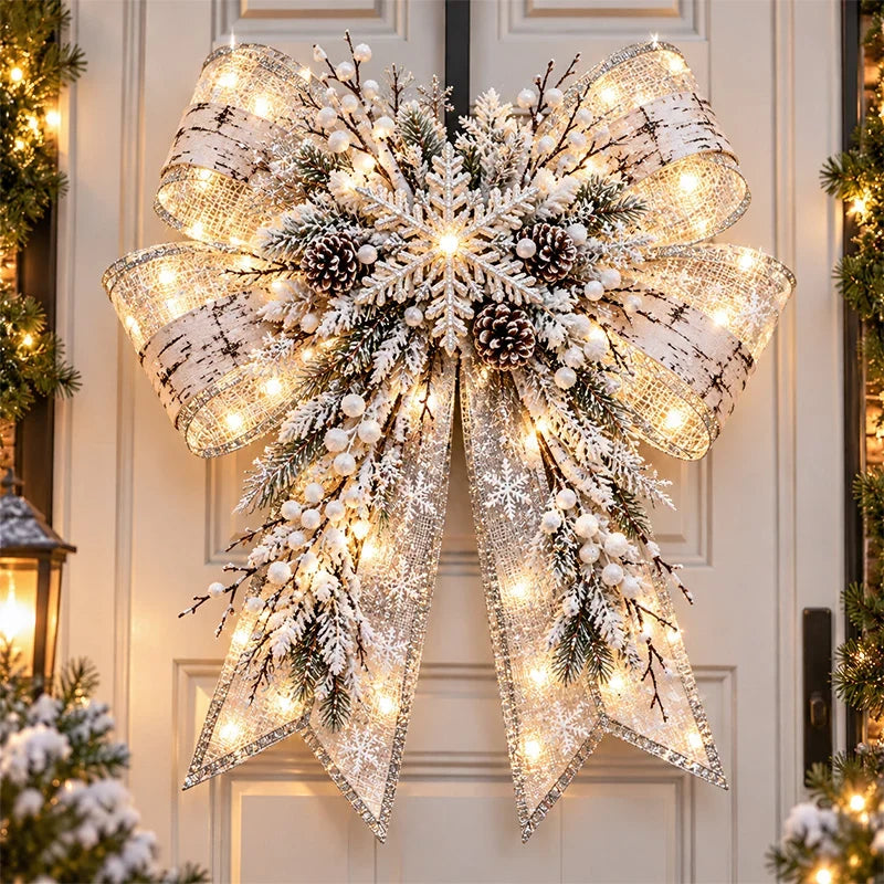 🎀🎄 Christmas Magic Bow Door Hangers – Oversized Light-Up Holiday Bows in 6 Festive Styles