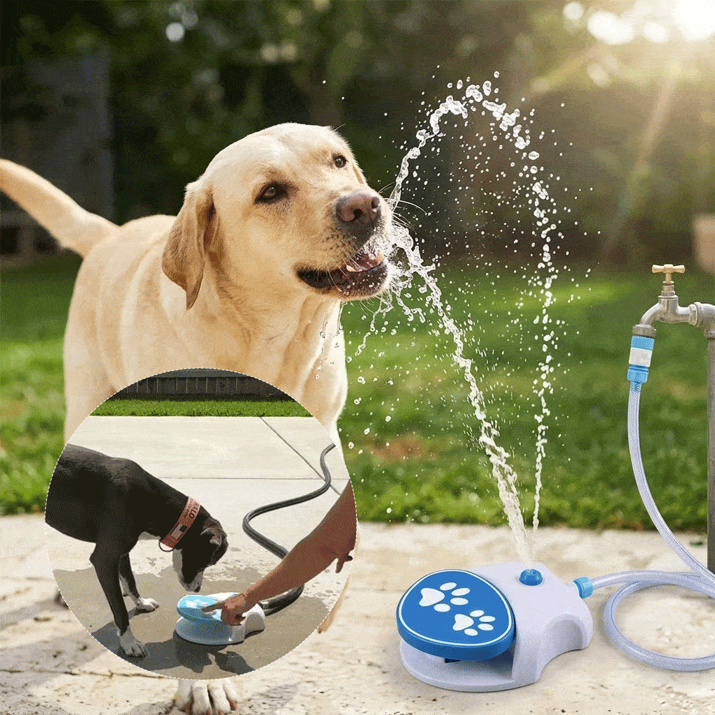 The Ultimate 2-in-1 Outdoor Dog Water Oasis: Paw-Activated Fountain & Splash Pad