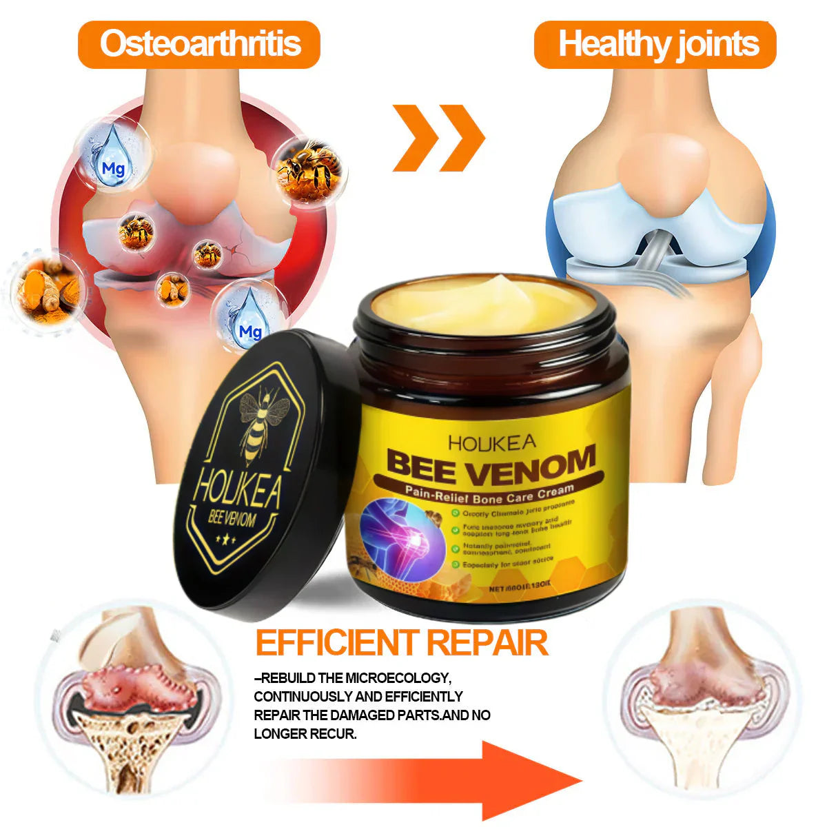 HOUKEA® Bee Venom Pain-Relief Bone Healing Cream ⏰(Specially for older adults)