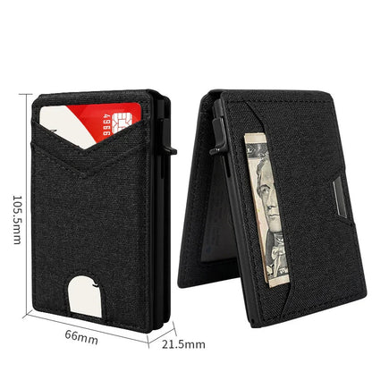 💵Slim RFID Wallet for Men – Pop-Up Card Holder with Money Clip & Dual ID Windows
