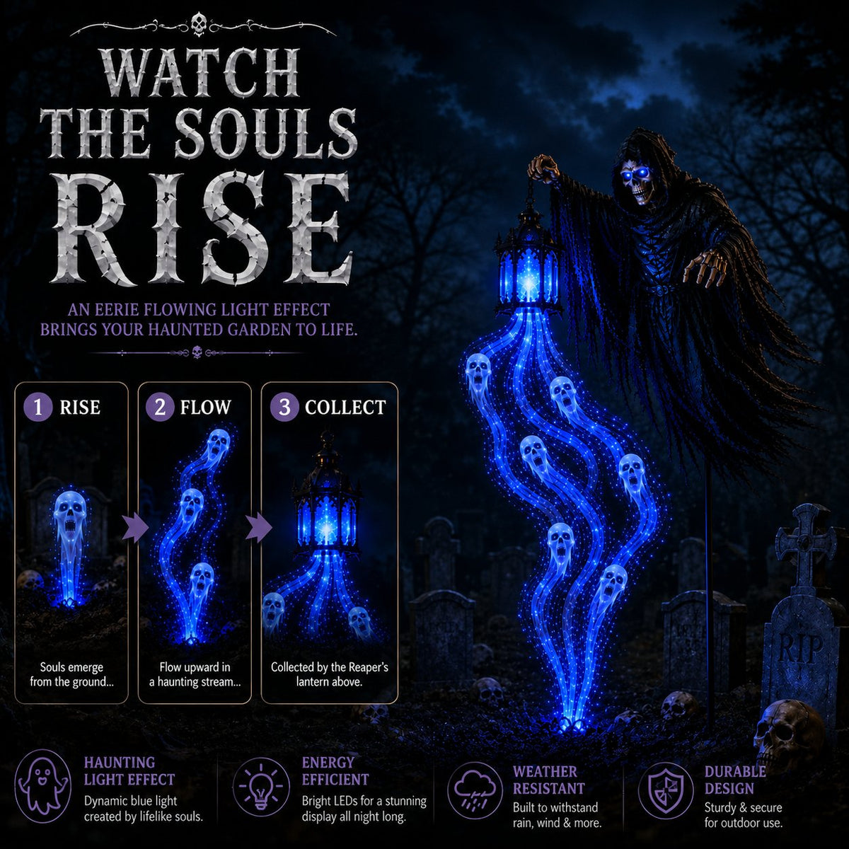 🎁Heute 50 % Rabatt🎁💀Animierte „Soul Harvester“-Gartenleuchte für Halloween