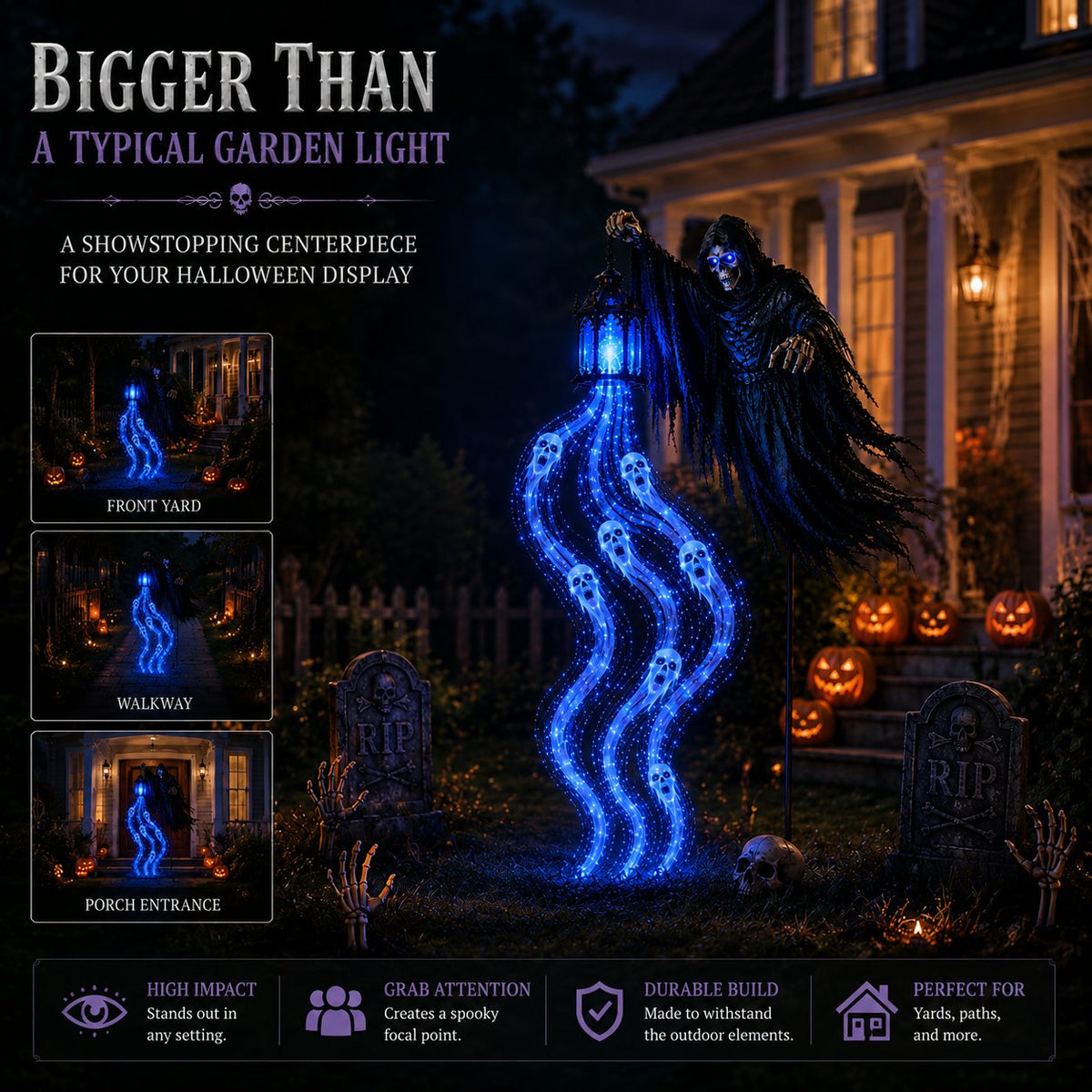 🎁Heute 50 % Rabatt🎁💀Animierte „Soul Harvester“-Gartenleuchte für Halloween