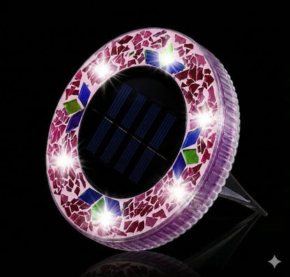 🛋️Solar Disk Lights – Handcrafted Mosaic Outdoor LED Waterproof In-Ground & Tabletop Wireless Lighting