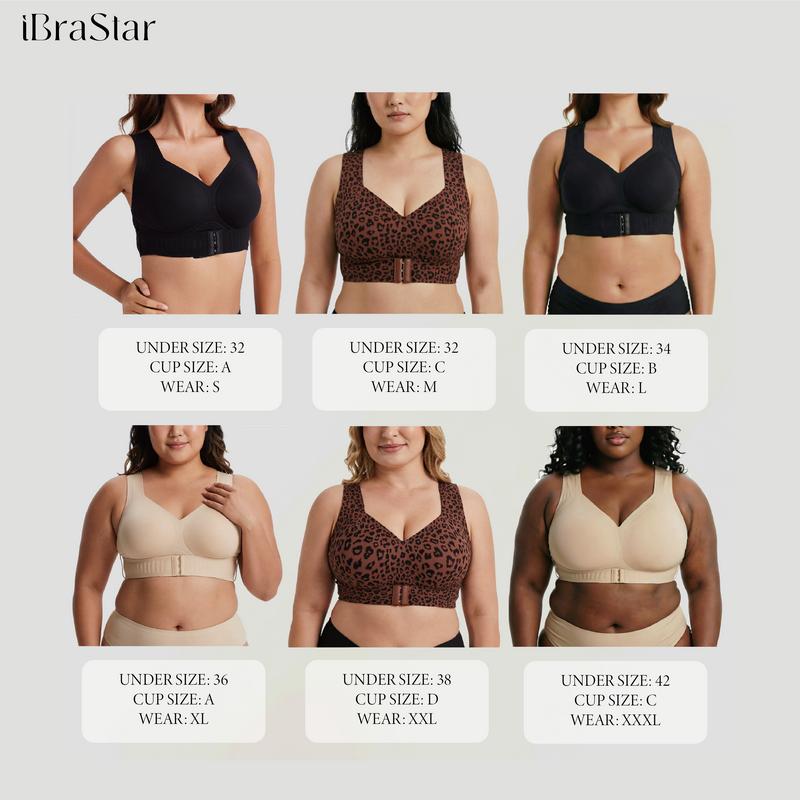 Cross Back Front Closure Wireless Posture Support Bra
