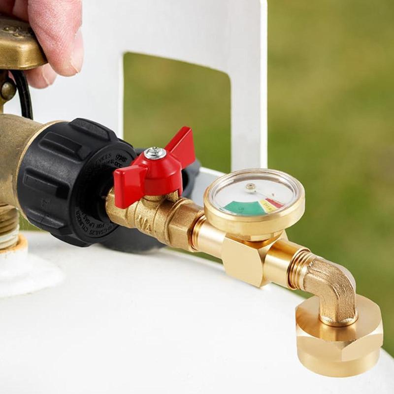 Propane Refill Adapter with Valve & Gauge, Ball Valve Gas Tank Gas Connector,