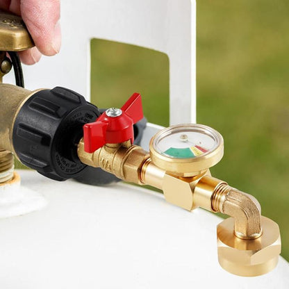Propane Refill Adapter with Valve & Gauge, Ball Valve Gas Tank Gas Connector,