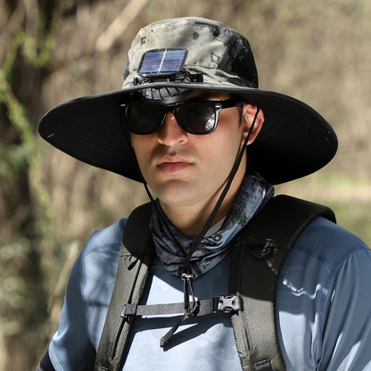 🔥 Wide Brim Solar Fan Outdoor Fishing Hat-Solar & USB Charging