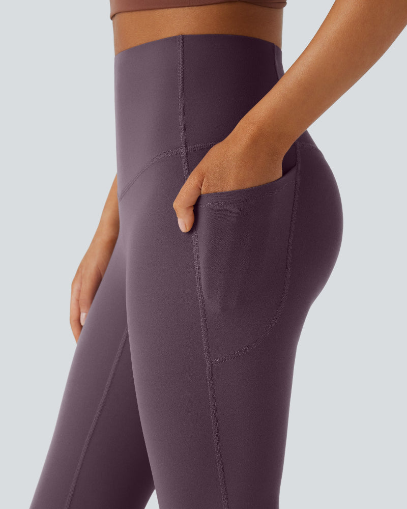 High Waisted Tummy Control Pocket Shaping Yoga Bootcut Leggings