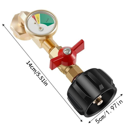 Propane Refill Adapter with Valve & Gauge, Ball Valve Gas Tank Gas Connector,