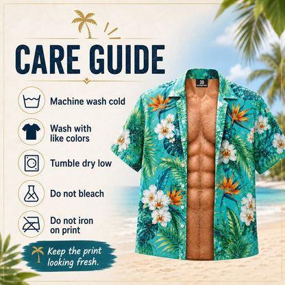 🌴3D Fake Open Hawaiian Shirt Muscle Illusion T-Shirt