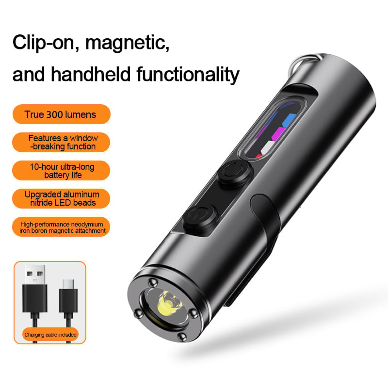 🔦Pocket Rechargeable EDC Flashlight: 500-lumen mini keychain flashlight