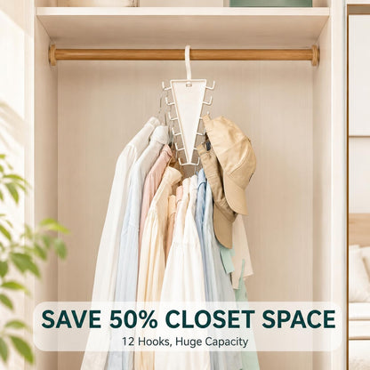 12‑Hook Closet Hanger Organizer | Hang Shirts, Hats, Belts & Scarves All‑in‑One