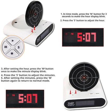 Shooting Game Digital Shot Timer Alarm Clock, Interactive Wake You Shoot Personalized LED Display Bedside Ki-ds Adults Fun Gift Bedroom Office