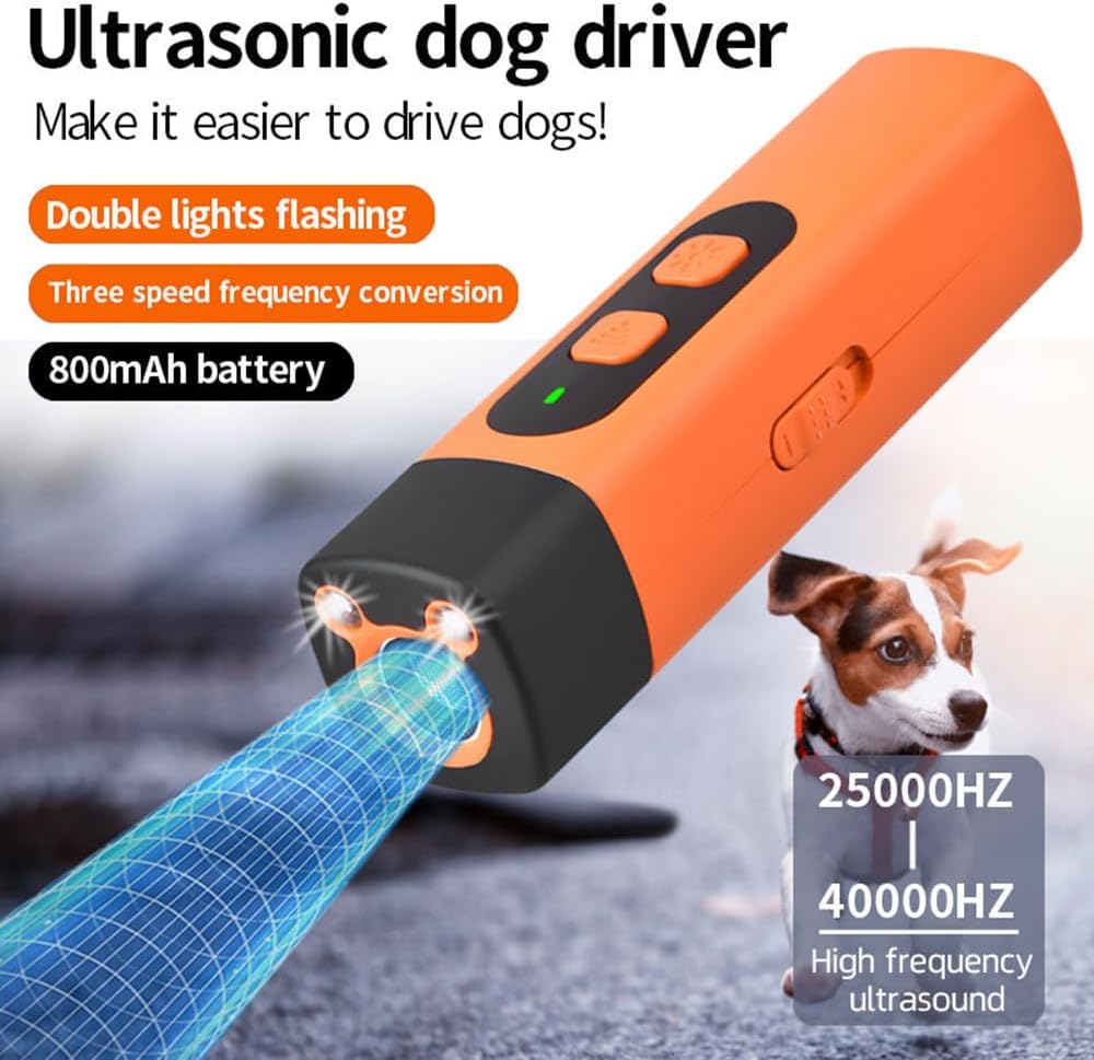 Dog Bark Deterrent Stop Barking Device Convertible Ultrasonic Bark Control Device with LED Flashlight - Ideal for Indoor & Outdoor