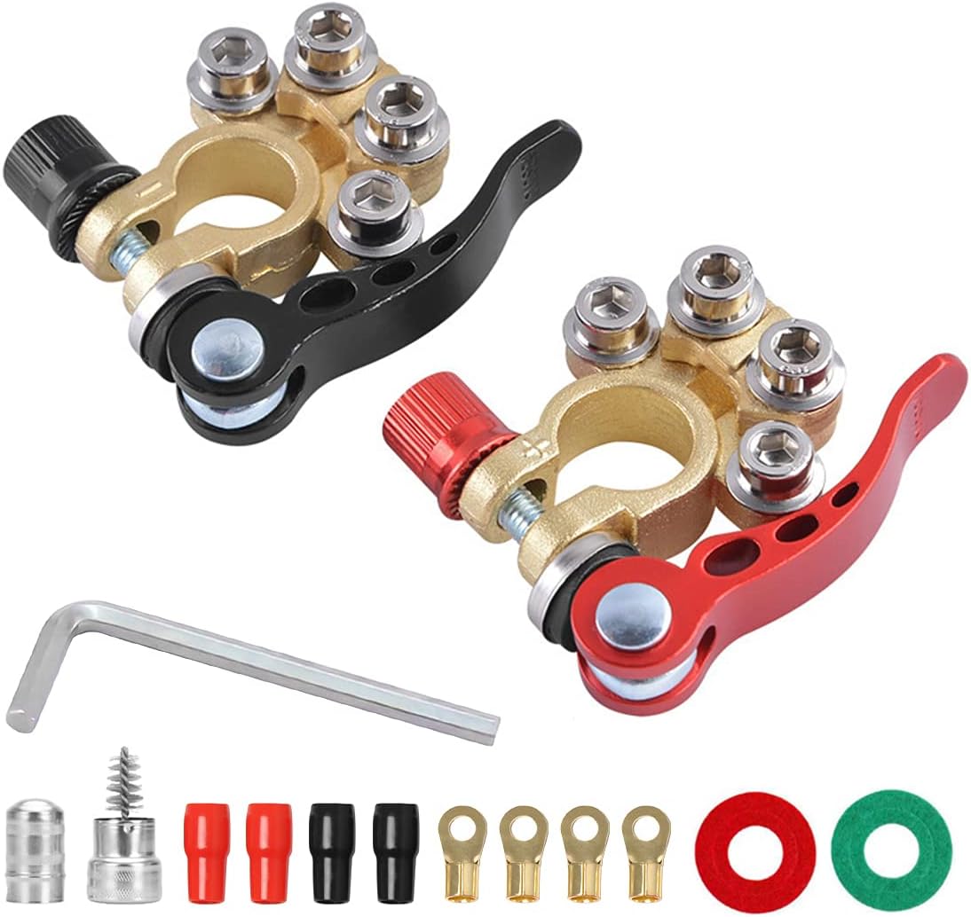 🔌4-Way Quick Release Brass Car Battery Terminal Connectors