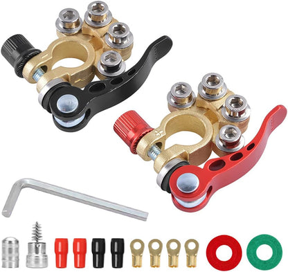 🔌4-Way Quick Release Brass Car Battery Terminal Connectors