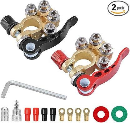 🔌4-Way Quick Release Brass Car Battery Terminal Connectors