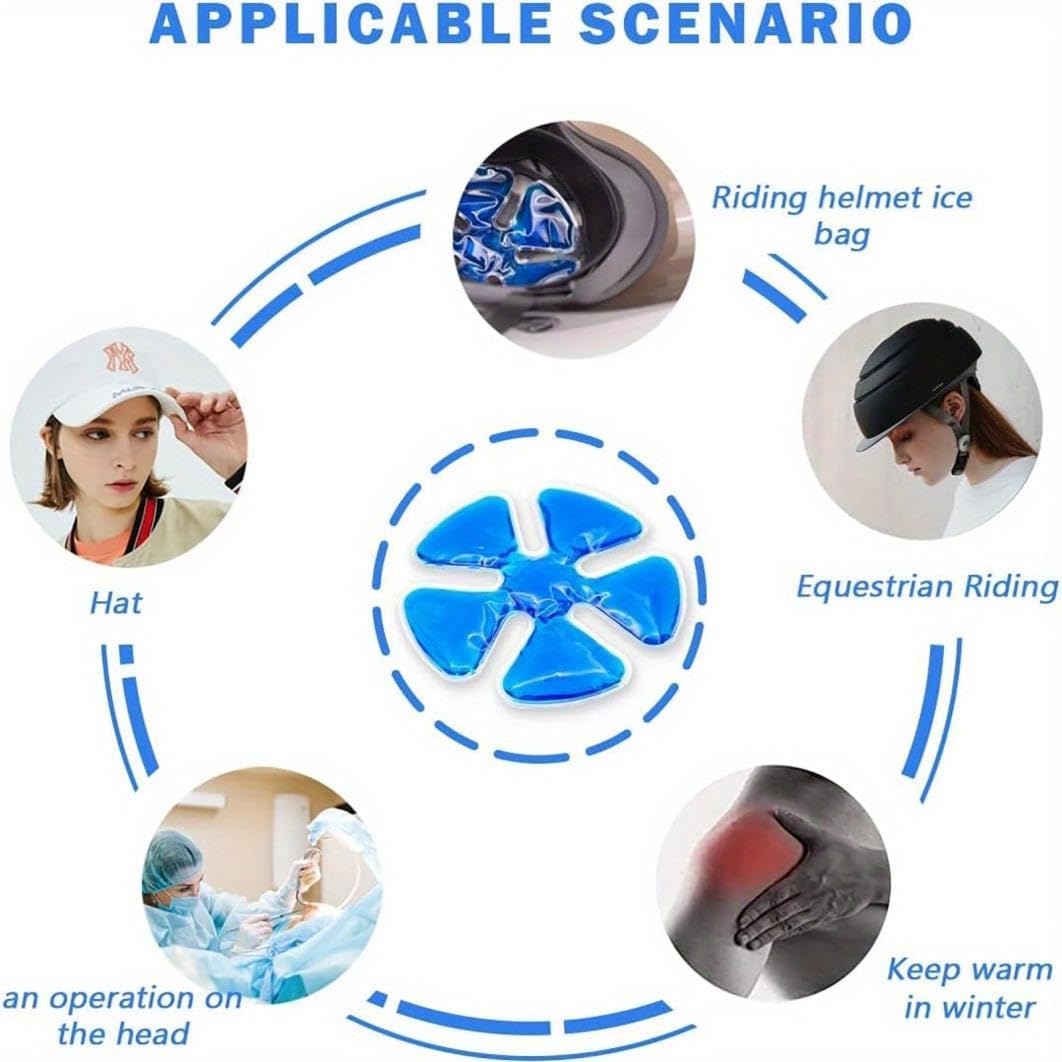 Ice Pack for Hard Hat, Reusable Cooling Gel Ice Packs for Hats, Foldable Fishing Hat Cooling Pad, Breathable Helmet Cool Liner for Comfortable Under-Hat Ice Liner for Running, Camping (Blue)