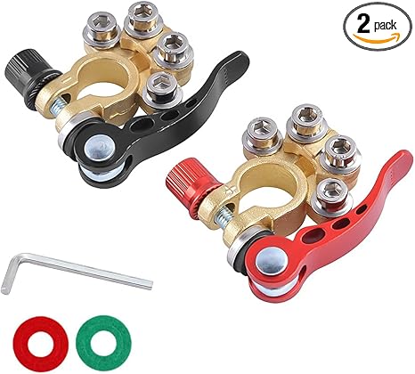 🔌4-Way Quick Release Brass Car Battery Terminal Connectors