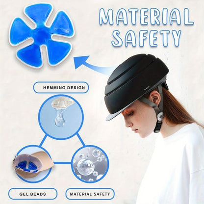 Ice Pack for Hard Hat, Reusable Cooling Gel Ice Packs for Hats, Foldable Fishing Hat Cooling Pad, Breathable Helmet Cool Liner for Comfortable Under-Hat Ice Liner for Running, Camping (Blue)