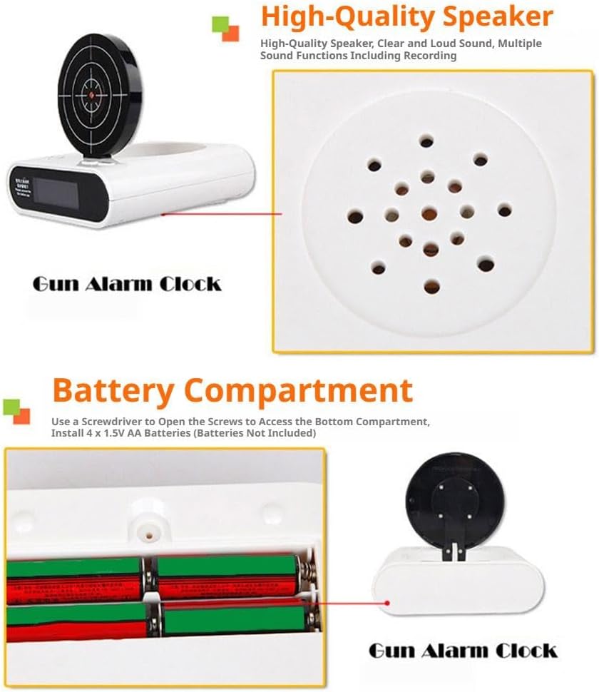 Shooting Game Digital Shot Timer Alarm Clock, Interactive Wake You Shoot Personalized LED Display Bedside Ki-ds Adults Fun Gift Bedroom Office