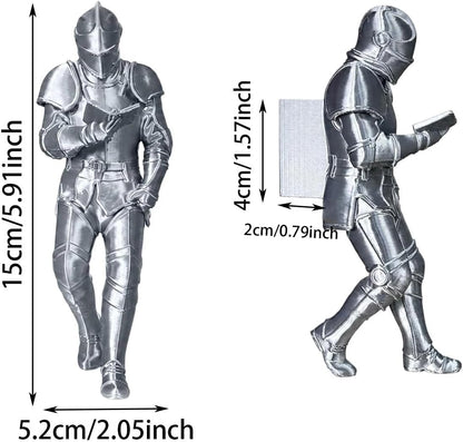 Medieval Reading Knight Statue, Bookshelf Decor for Fantasy Lovers