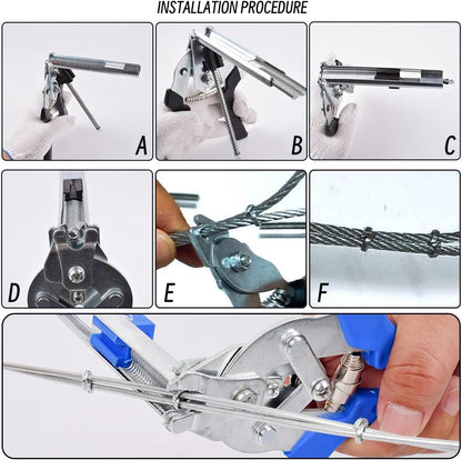 M-Type Hog Ring Pliers Kit - Heavy Duty Automatic Feeding Cage Clamp Tool with 1200 Galvanized M-Clips for Upholstery, Fencing, and Commercial Animal Cage Installation (Black)