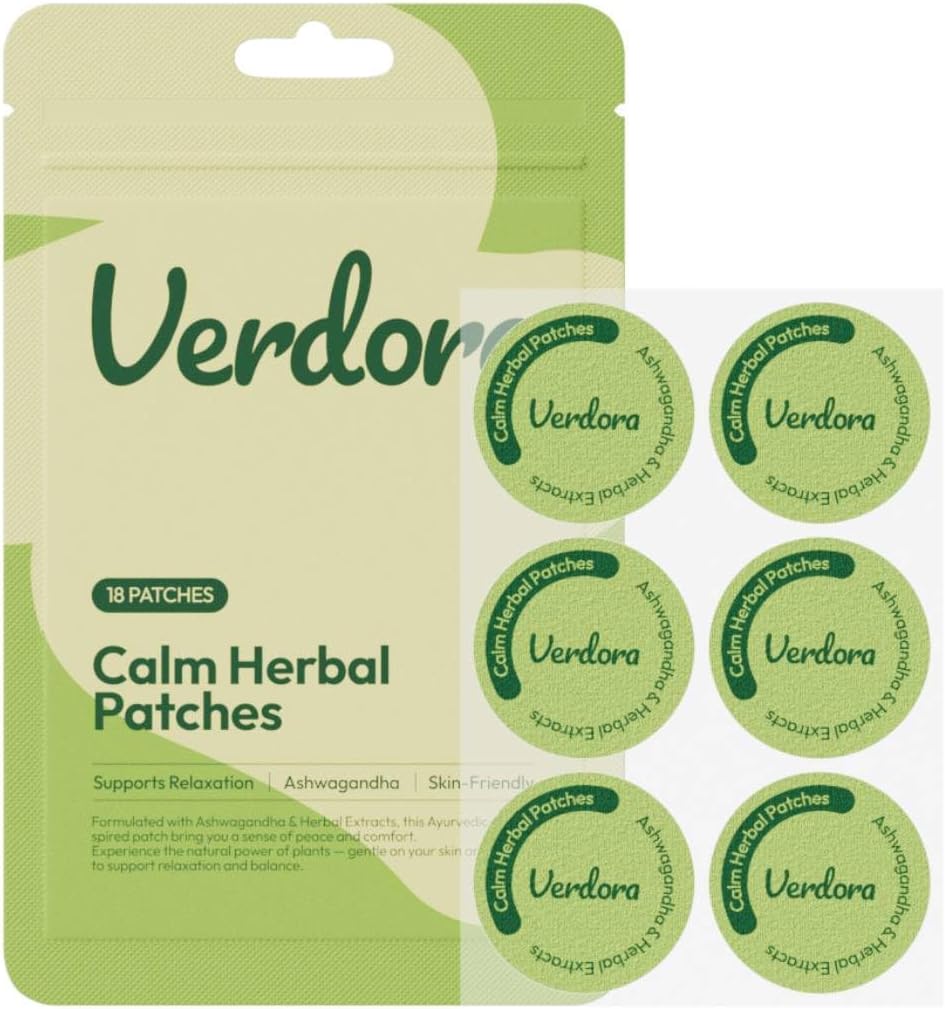 VERDORA Worrying Relief Calm Patches - Natural Stress Relief Ear Patches, Natural Herbal Blend Ashwagandha, Citrus Junos Fruit Extract for Focus & Relaxation