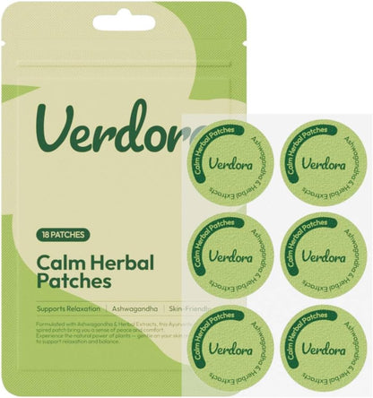 VERDORA Worrying Relief Calm Patches - Natural Stress Relief Ear Patches, Natural Herbal Blend Ashwagandha, Citrus Junos Fruit Extract for Focus & Relaxation