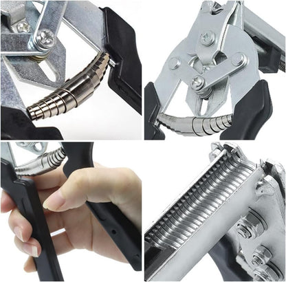 M-Type Hog Ring Pliers Kit - Heavy Duty Automatic Feeding Cage Clamp Tool with 1200 Galvanized M-Clips for Upholstery, Fencing, and Commercial Animal Cage Installation (Black)
