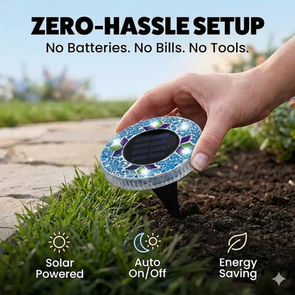 🛋️Solar Disk Lights – Handcrafted Mosaic Outdoor LED Waterproof In-Ground & Tabletop Wireless Lighting