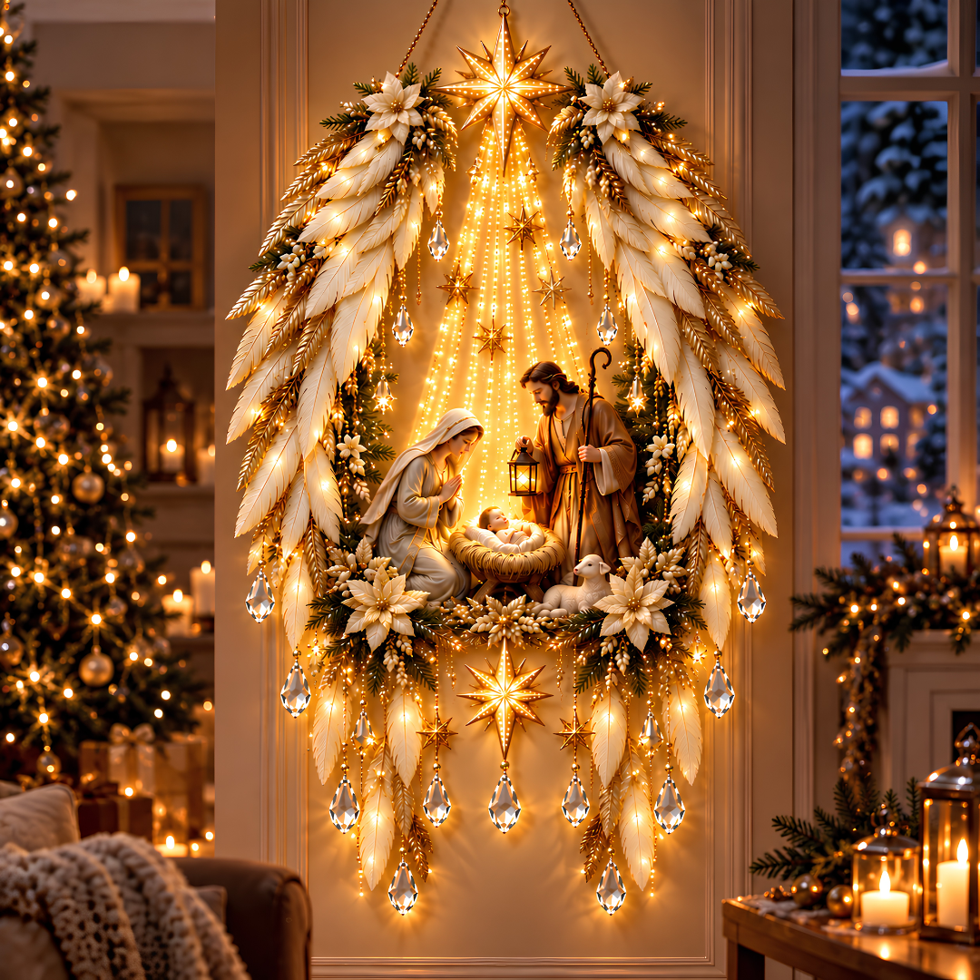 ✨ Last Day – 50% OFF! ✝️ Bethlehem Star of Faith – Lighted Nativity Wall Decor