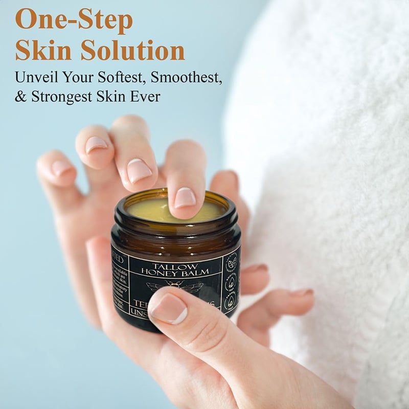 Organic Grass-Fed Beef Tallow Balm With Raw Honey