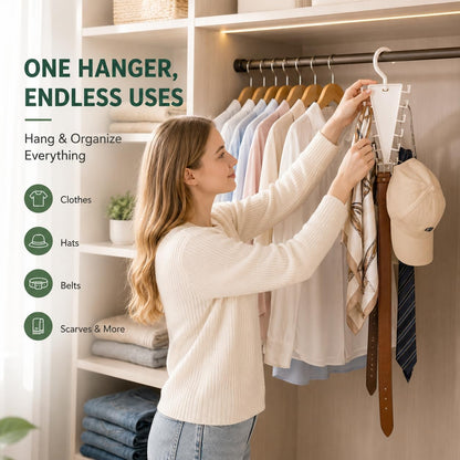 12‑Hook Closet Hanger Organizer | Hang Shirts, Hats, Belts & Scarves All‑in‑One