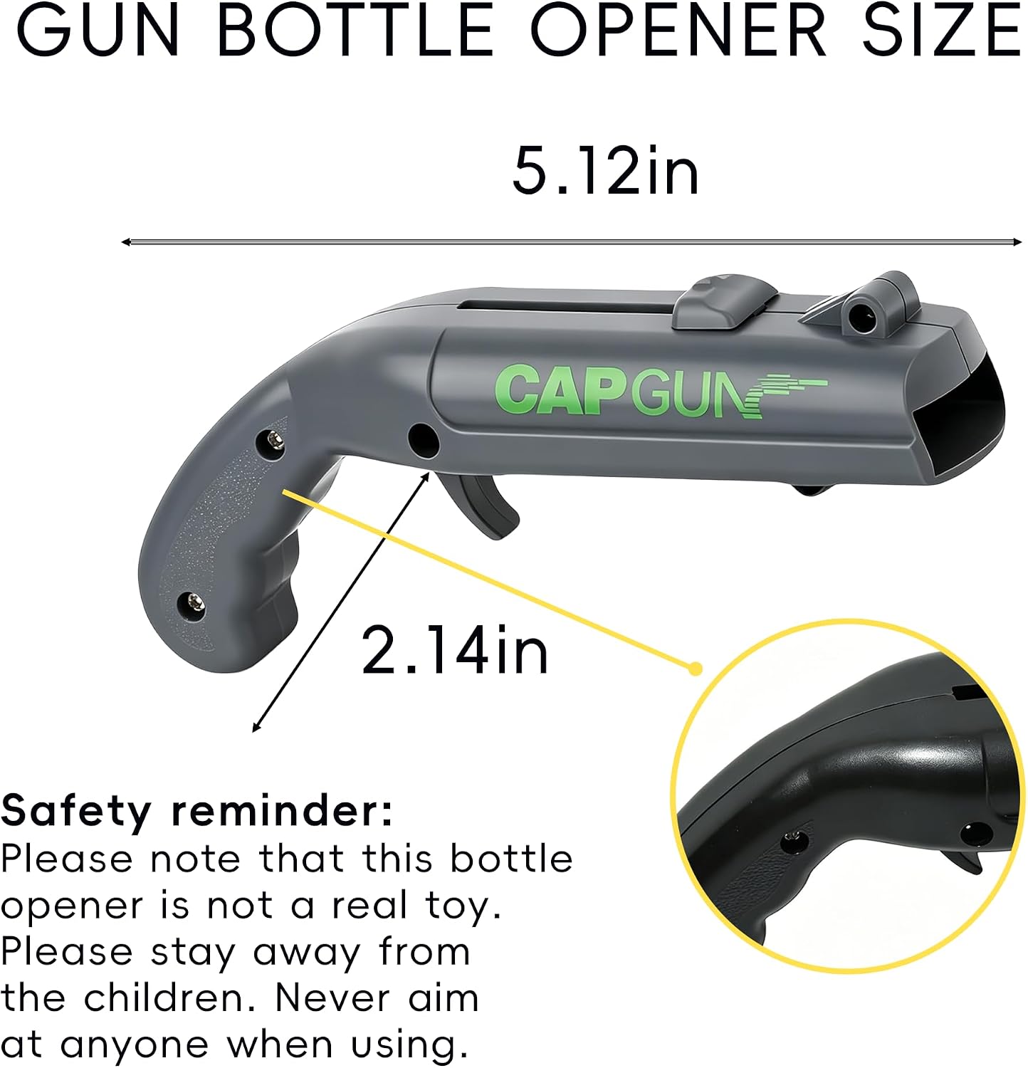 Shoot Bottle Caps! Novelty Gun‑Shape Bottle Opener For Party & Bar