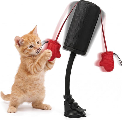 Paw Punch Cat Toy, Cat Punching Bag with Boxing Gloves – Interactive Exercise Toy for Indoor Play, Durable Suction Cup Activity Center, Easy-Clean Fabric for Mess-Free Fun