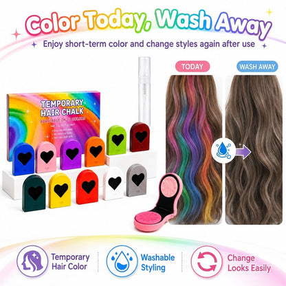 No Harm Temporary Hair Dye 🎉 Heart‑Shaped Hair Chalk, Ideal For Birthday & Festival Looks