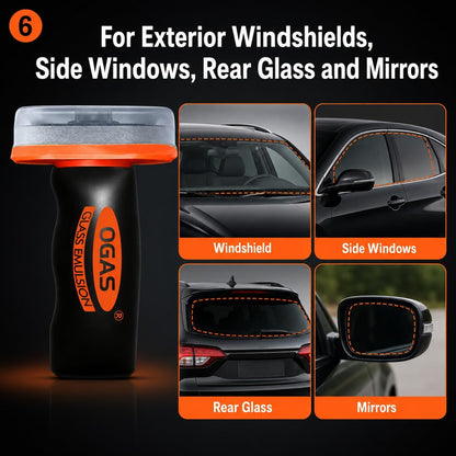 Glass Oil Film Remover for Car, 100g Car Windshield Cleaner with Sponge Applicator, Glass Emulsion Cleaner for Oil Film, Road Grime, Water Spots, Rainy Night Visibility, Exterior Auto Glass Only