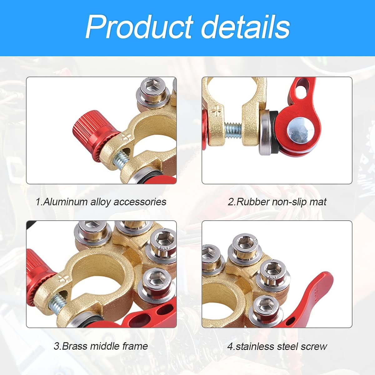 🔌4-Way Quick Release Brass Car Battery Terminal Connectors