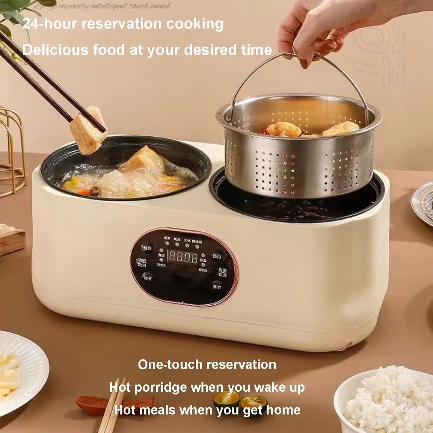 No More Cooking Conflicts✨2‑In‑1 Dual Liner Smart Slow Cooker For Different Dishes