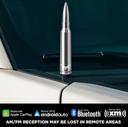 EcoAuto Bullet Antenna Replacement for Dodge Ram & Ford F150 F250 F350 Super Duty Ford Raptor Bronco Trucks - Anti-Theft Design - Radio Antenna for Truck 1990 - Current (Chrome)
