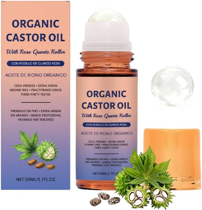 Organic Golden Castor Oil Roll-On with Rose Quartz