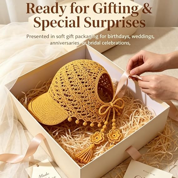 Hand‑Crocheted Sunflower Hollow Baseball Cap Bohemian Tassel Bell Hat