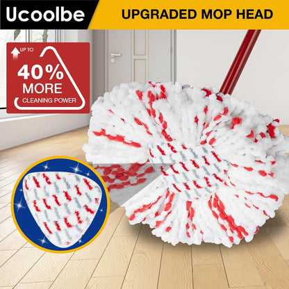Upgraded mop Refill for O Cedar, 3 Pack Spin mop Heads Replacements Compatible with O Cedar EasyWring Spin Mop Bucket System, 40% More Cleaning Power, Microfiber and Machine Washable
