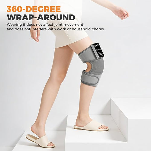 YAZHI Cordless Knee Massager for Pain Relief – Electric Heated Knee Brace, 5 Heat Levels & 3 Massage Modes, Gifts for Men and Women