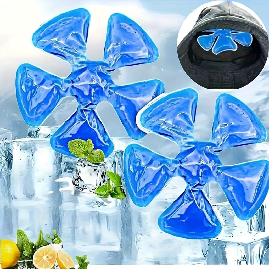 Ice Pack for Hard Hat, Reusable Cooling Gel Ice Packs for Hats, Foldable Fishing Hat Cooling Pad, Breathable Helmet Cool Liner for Comfortable Under-Hat Ice Liner for Running, Camping (Blue)